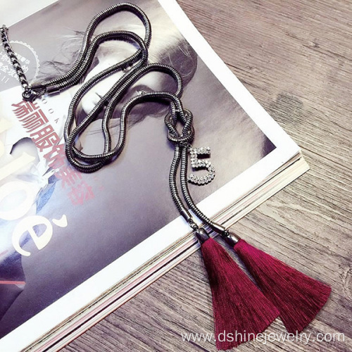 Fashion Chain Knot Necklace Figure Silk Tassel Necklace